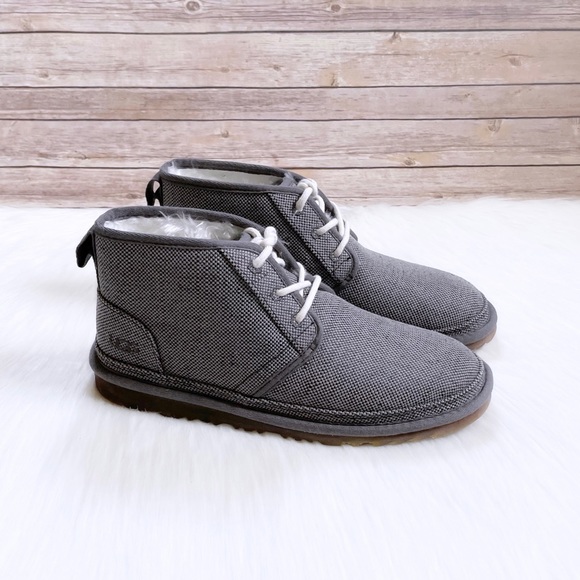 UGG Men’s Neumel Natural Hemp Canvas Chukka Boots In Grey - Picture 1 of 7